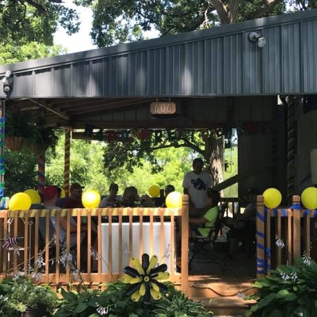 people gathered to party at an RV site