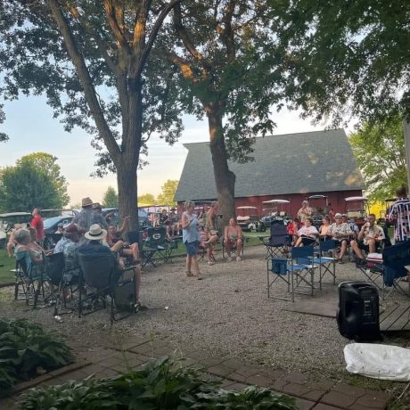 people gathering at Shady Lakes RV Resort